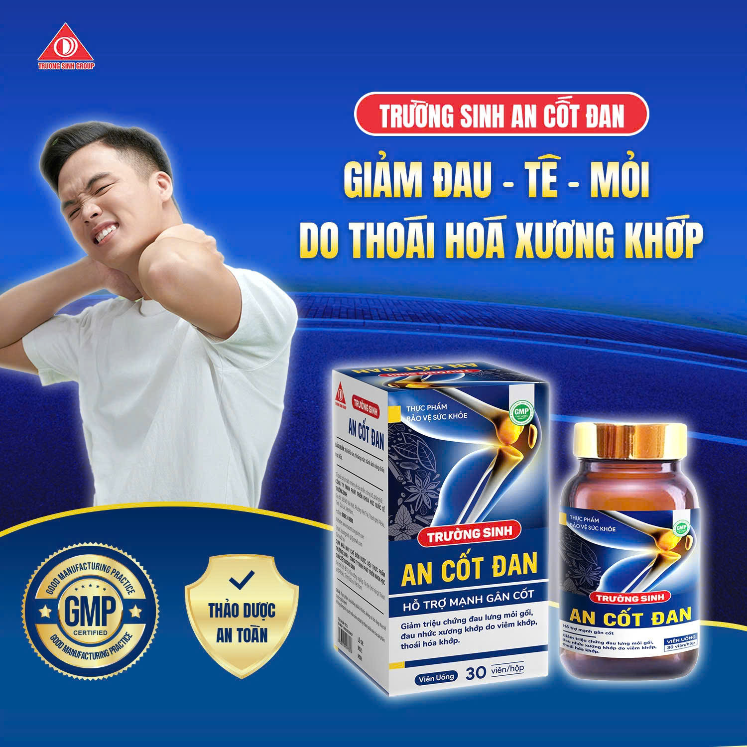 Viên uống Trường Sinh An Cốt Đan mạnh gân cốt, giảm đau lưng, mỏi gối, đau nhức khớp 30 viên